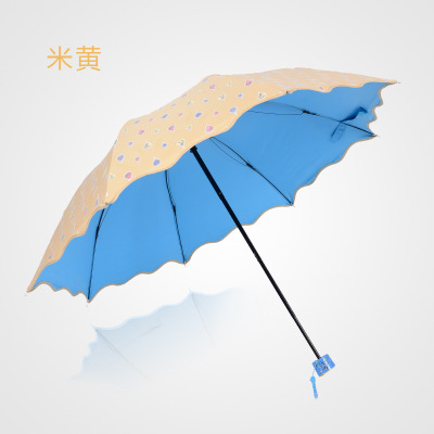 糖心VLOG在线看免费伞遮阳伞 加厚黑胶彩胶公主防晒伞三折晴雨伞礼品伞